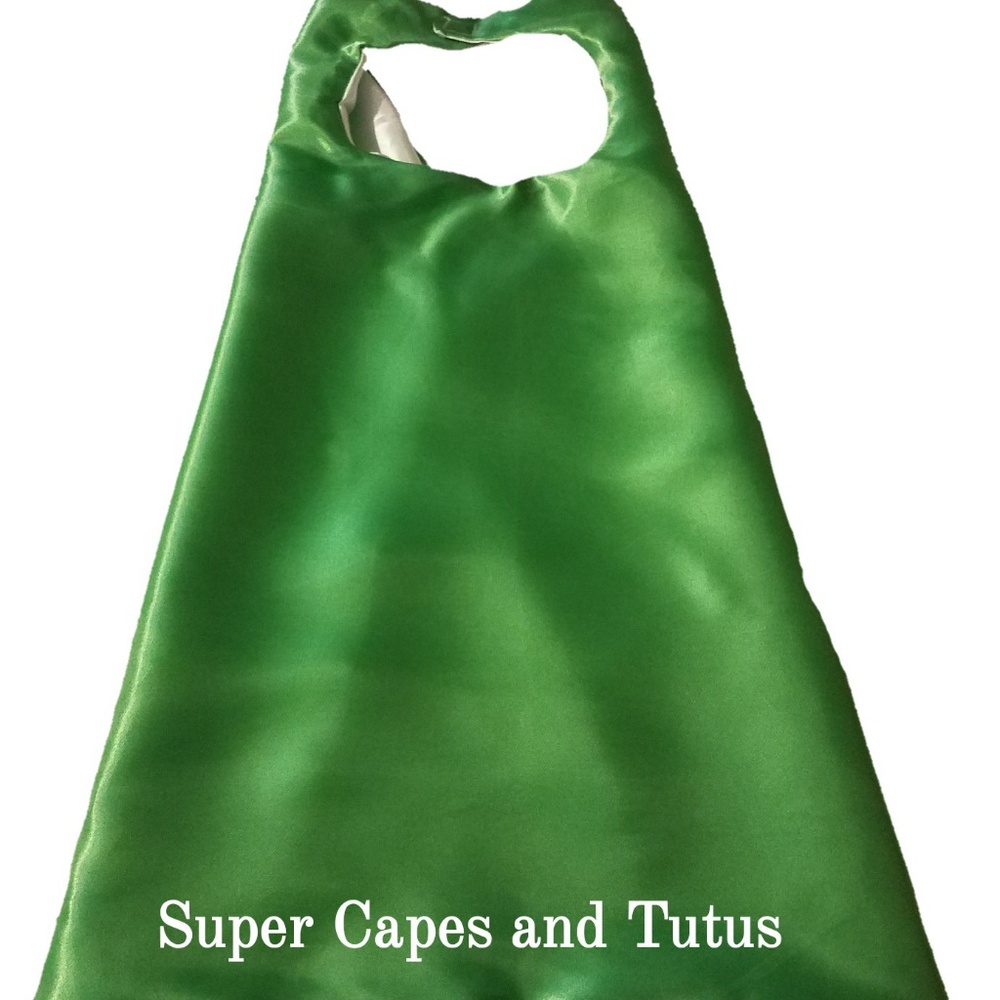 Plain Green and Silver Superhero Cape